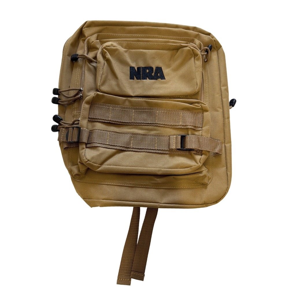 NRA Tactical Backpack Coyote Tan Canvas MOLLE Range Bag Outdoor Utility Gorpcore
